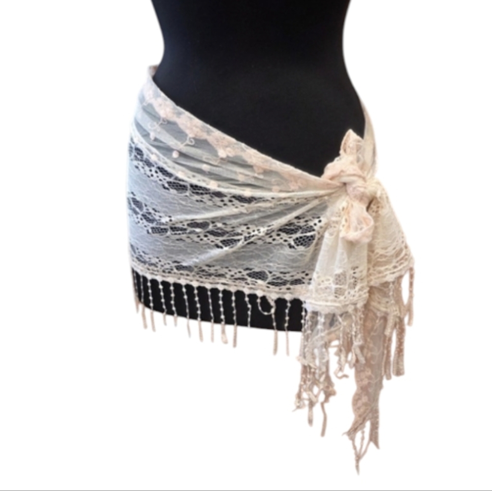 Boho Chic Scarf Festival Fringe Wrap Pier 1 Cream Bohemian Hippie Vacation